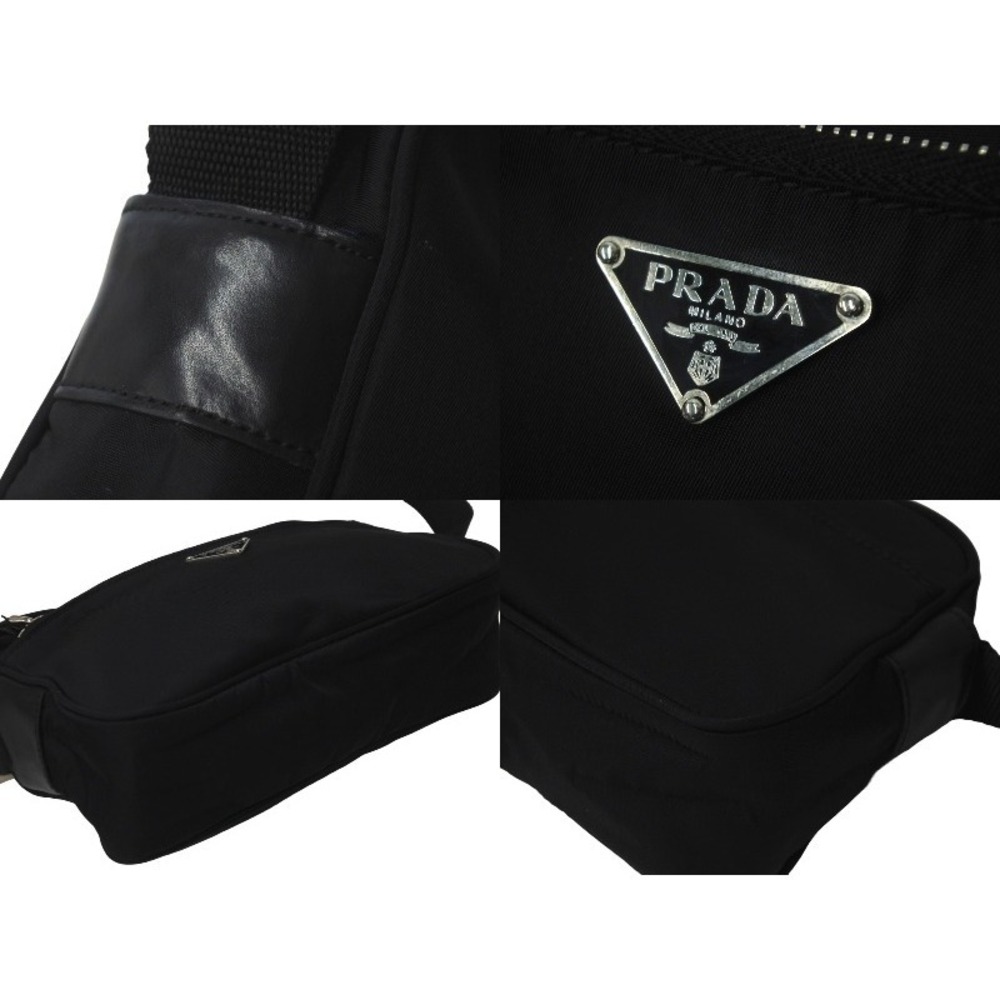 Prada Logo Black Nylon Bag Shoulder Nero Triangle - Picture 8 of 10